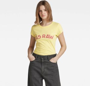 G-Star RAW Slim Chest Print T-Shirt Geel Dames