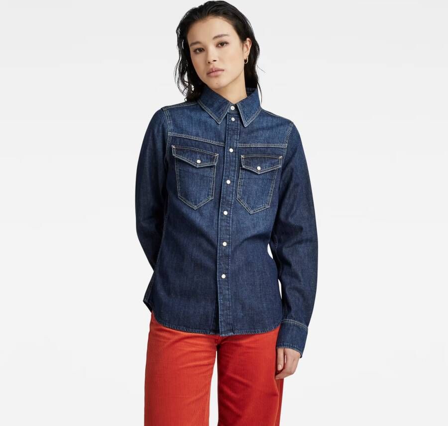 G-Star RAW Slim Denim Shirt Donkerblauw Dames