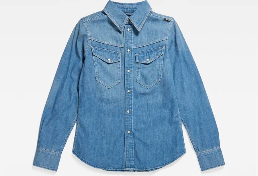 G-Star RAW Slim Denim Shirt Midden blauw Dames