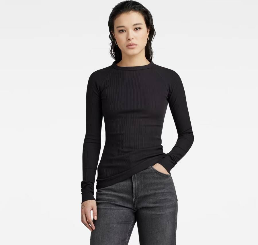 G-Star RAW Slim Rib Top Zwart Dames