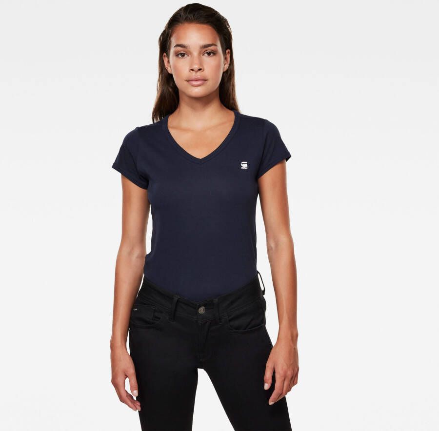 G-Star RAW Slim V-Hals Top Donkerblauw Dames