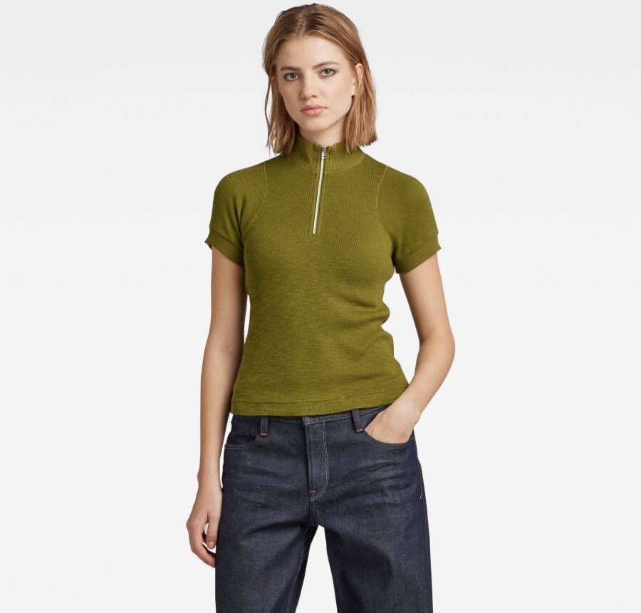 G-Star RAW Ultra Slim Cycling Top Korte Rits Groen Dames