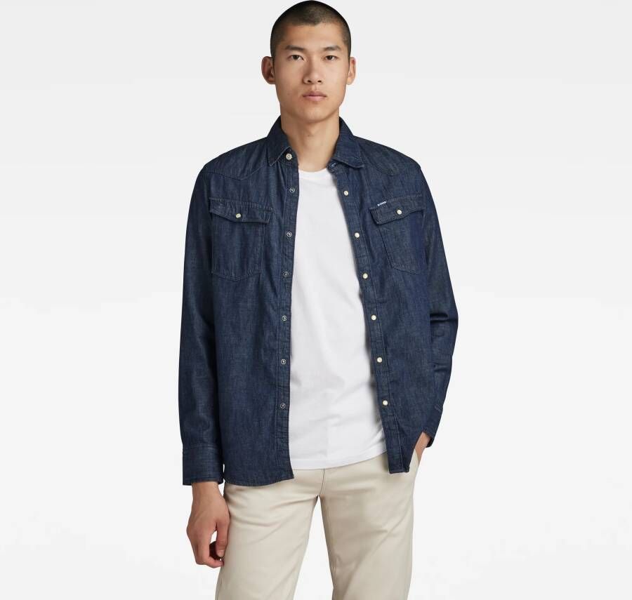 G-Star RAW Unisex 3301 Slim Shirt Donkerblauw Heren