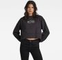 G-Star RAW Vintage Cropped Logo Loose Sweater Grijs Dames - Thumbnail 1