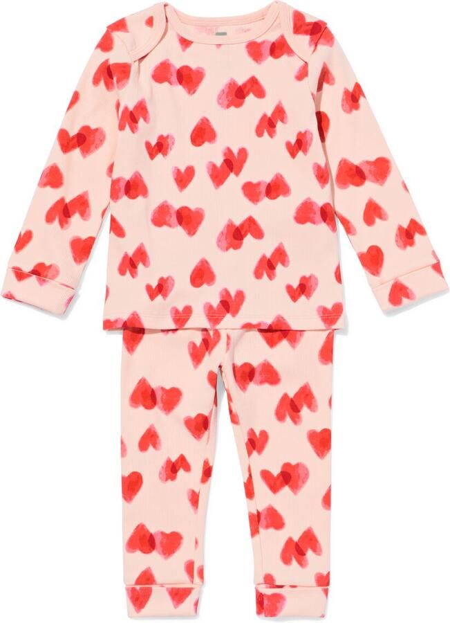 HEMA Baby Meegroeipyjama Rib Hartjes Gebroken Wit (gebroken wit) - Foto 2