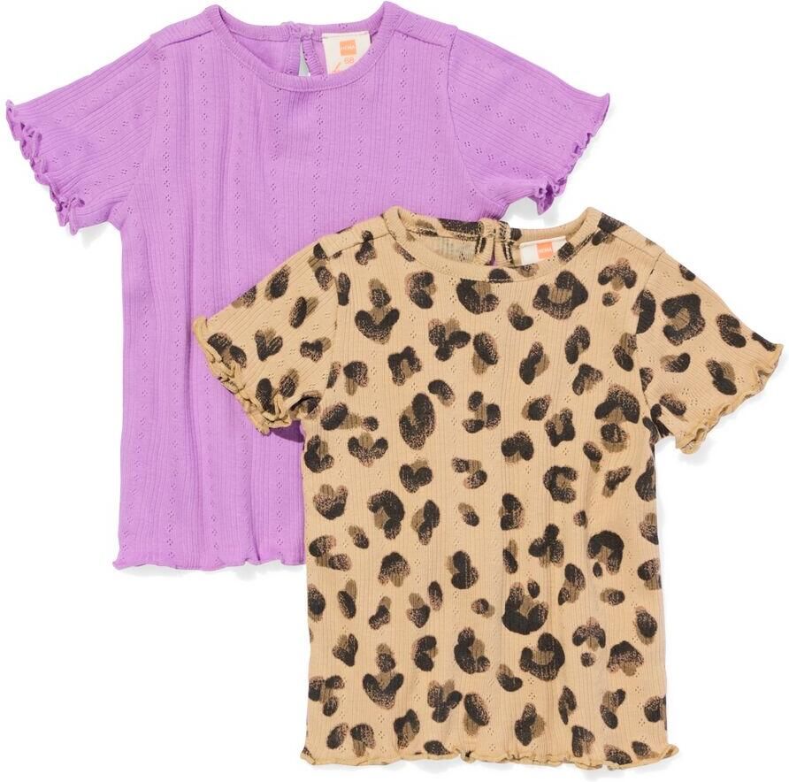 051 Baby T-shirts Rib Dieren 2 Stuks Paars (paars) - Foto 2