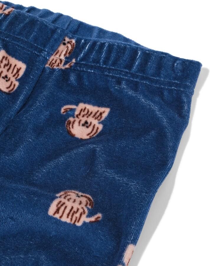 HEMA Babypyjama Velvet Hond Blauw (blauw)
