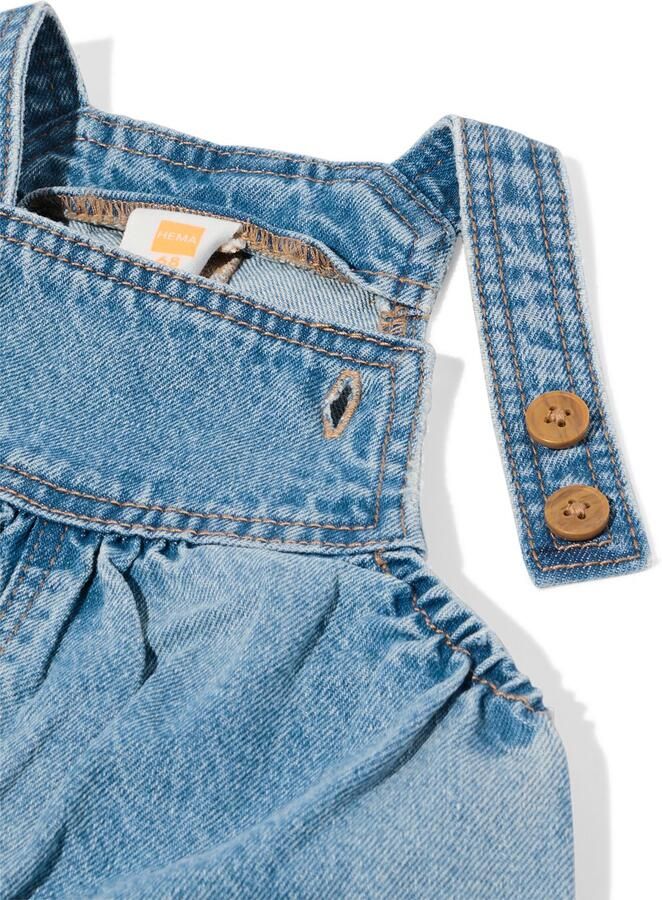 HEMA Babytuinbroek Denim Hartjes Denim (denim)