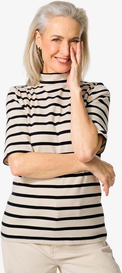 HEMA Dames T-shirt Clara Rib Wit zwart (wit zwart) - Foto 2