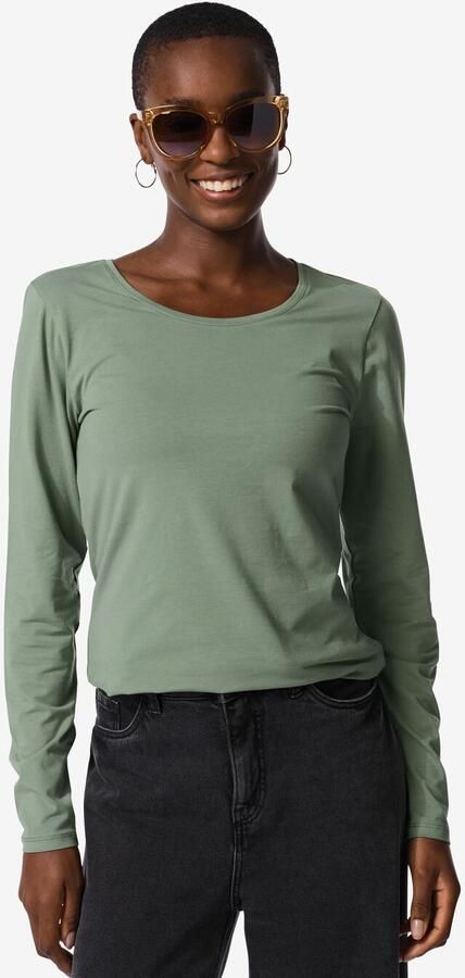 HEMA Dames T-shirt Basic O-hals Groen (groen) - Foto 2