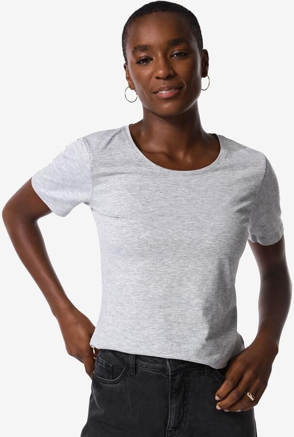 HEMA Dames T-shirt Basic O-hals Lichtgrijs (lichtgrijs) - Foto 2