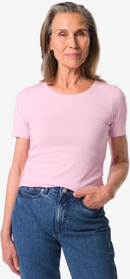 HEMA Dames T-shirt Basic O-hals Lila (lila)