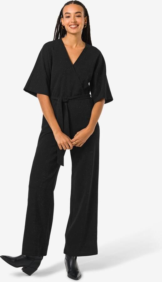 HEMA Damesjumpsuit Wani Glitter Zwart (zwart)