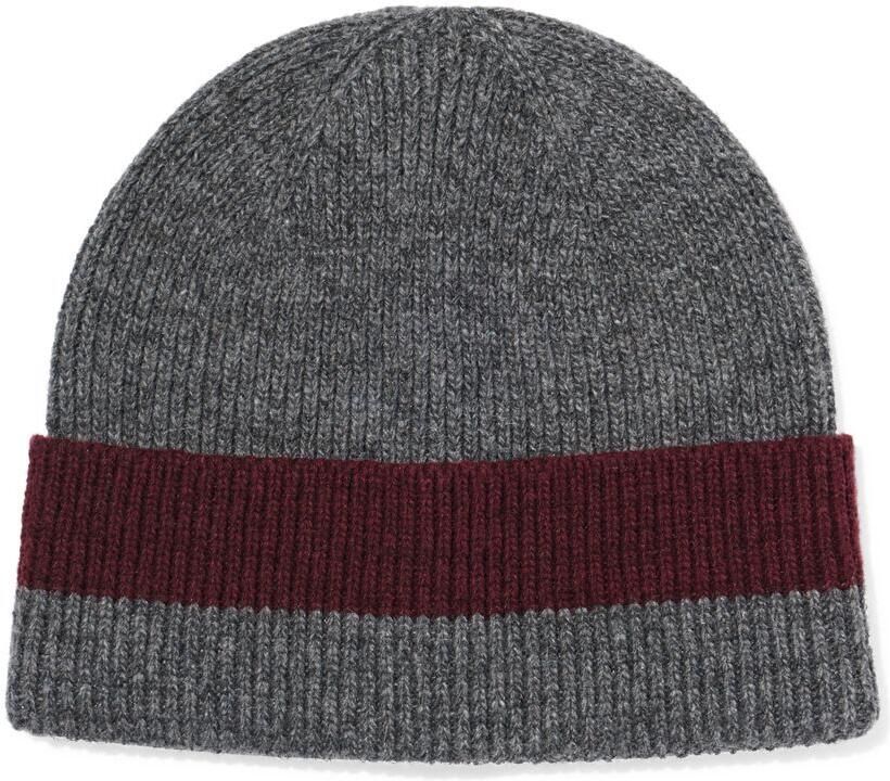 HEMA Herenbeanie Grijs-rood - Foto 2