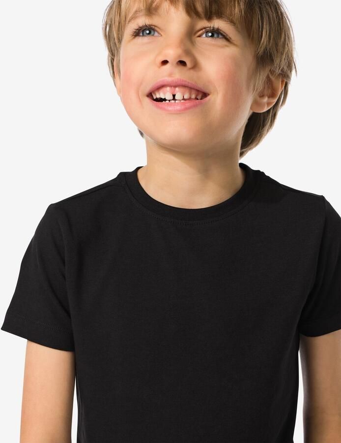 HEMA Kinder Basis T-shirts Stretch Katoen 2 Stuks Zwart (zwart) - Foto 2