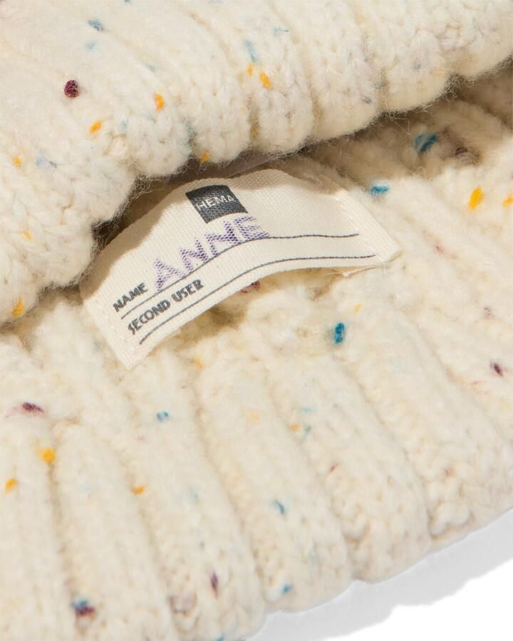 HEMA Kinder Beanie Pompon Crème Beige (beige)
