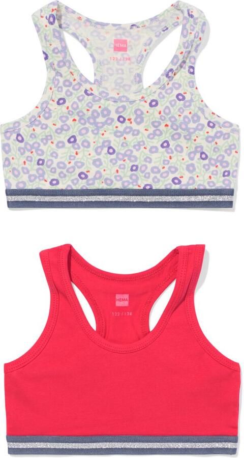 HEMA Kinder Crop Top Bloem 2 Stuks Roze (roze) - Foto 2
