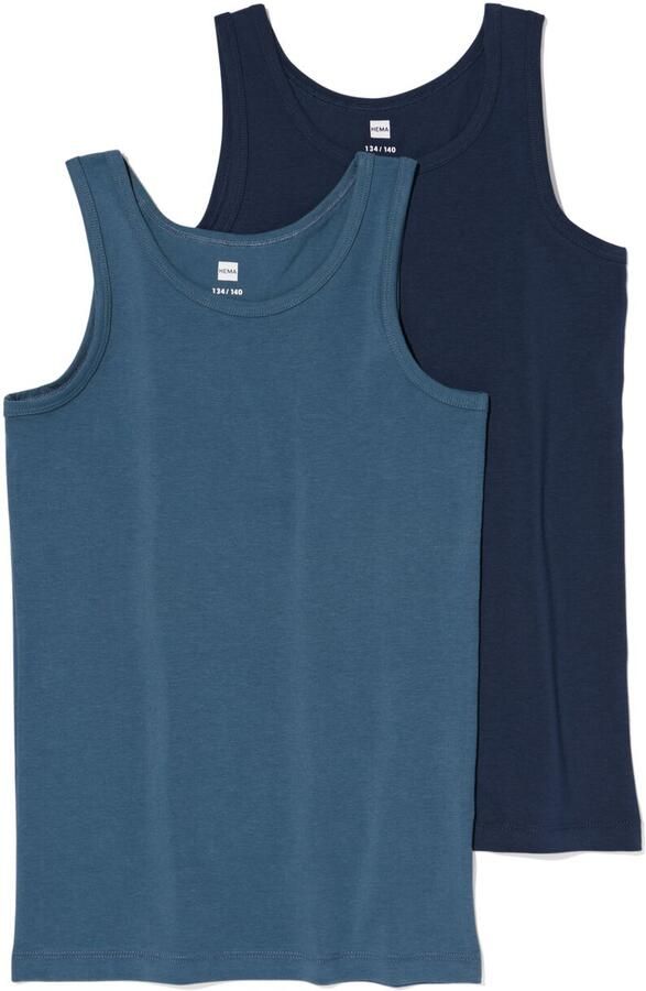 HEMA Kinder Hemden Basic Stretch Katoen 2 Stuks Blauw (blauw) - Foto 2