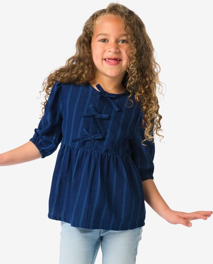 HEMA Kinderblouse Strepen Donkerblauw (donkerblauw) - Foto 2