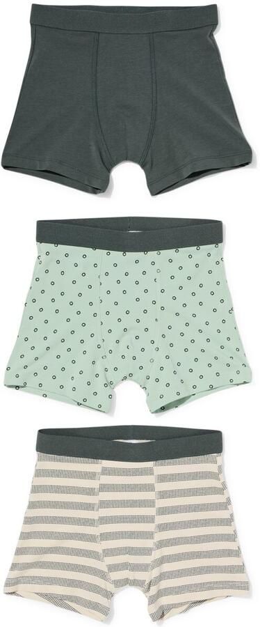 HEMA Kinderboxers Stretch Katoen Stippen 3 Stuks Lichtgroen (lichtgroen) - Foto 2