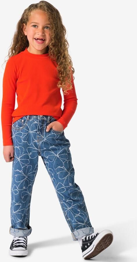 051 Kinderbroek Bloemen Middenblauw (middenblauw) - Foto 2