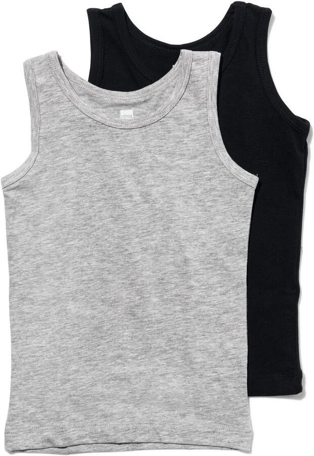 HEMA Kinderhemden 2 Stuks Grijsmelange (grijsmelange) - Foto 3