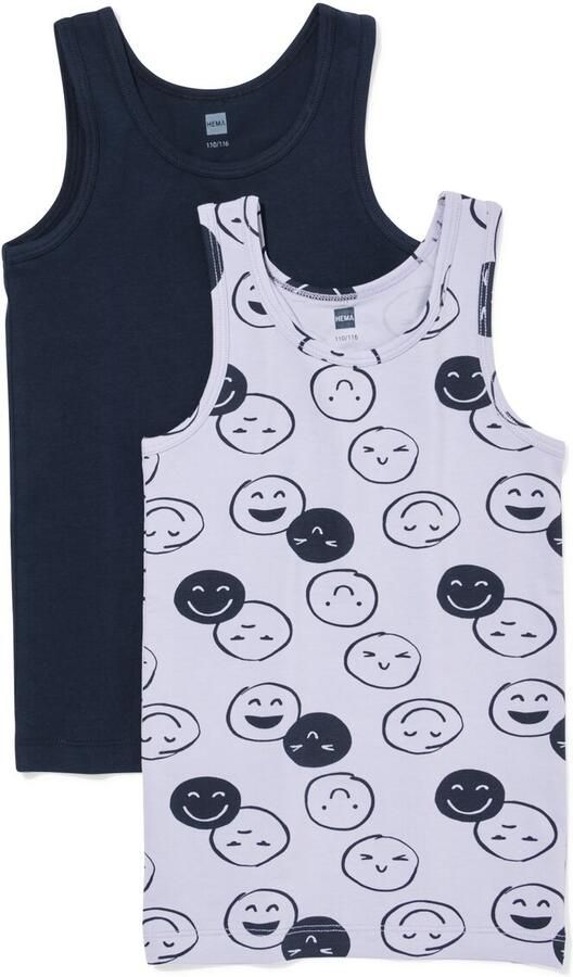 HEMA Kinderhemden Gezichtjes 2 Stuks Lila (lila) - Foto 2