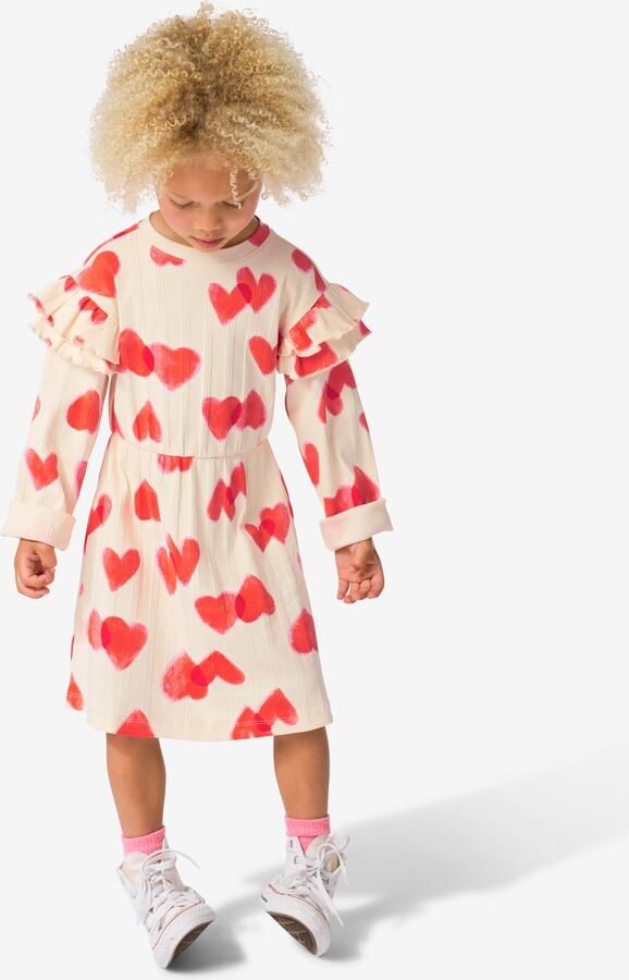 051 Kinderjurk Rib Volant Hartjes Ecru (ecru) - Foto 2