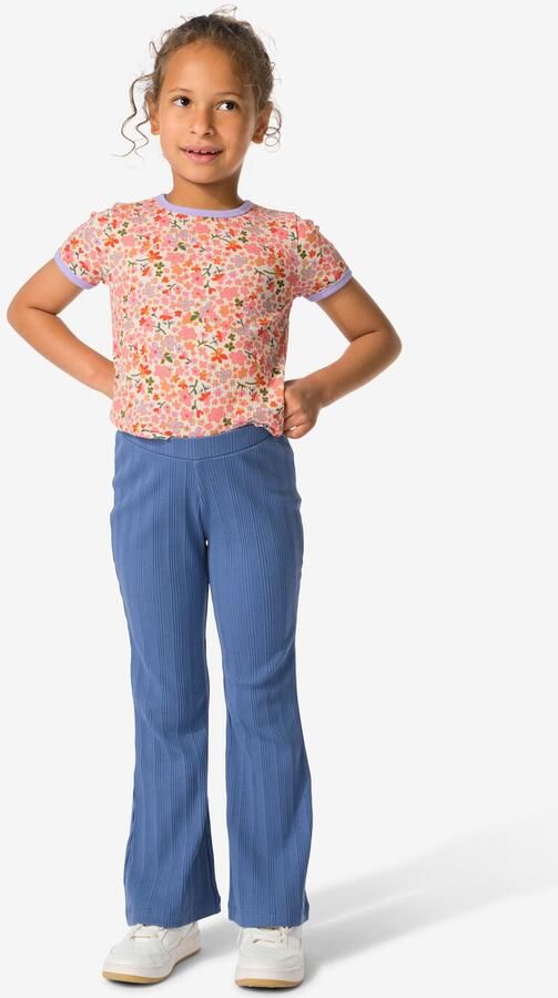 HEMA Kinderlegging Flared Fit Rib Blauw (blauw) - Foto 2