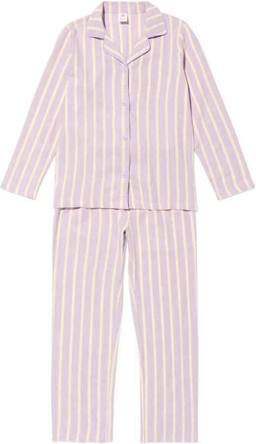 HEMA Kinderpyjama Flannel Strepen Lila (lila)