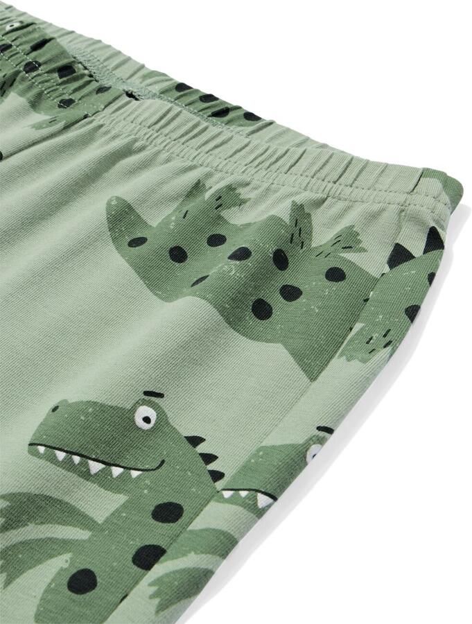 HEMA Kinderpyjama Met Poppenpyjama Dino Donkergroen (donkergroen)