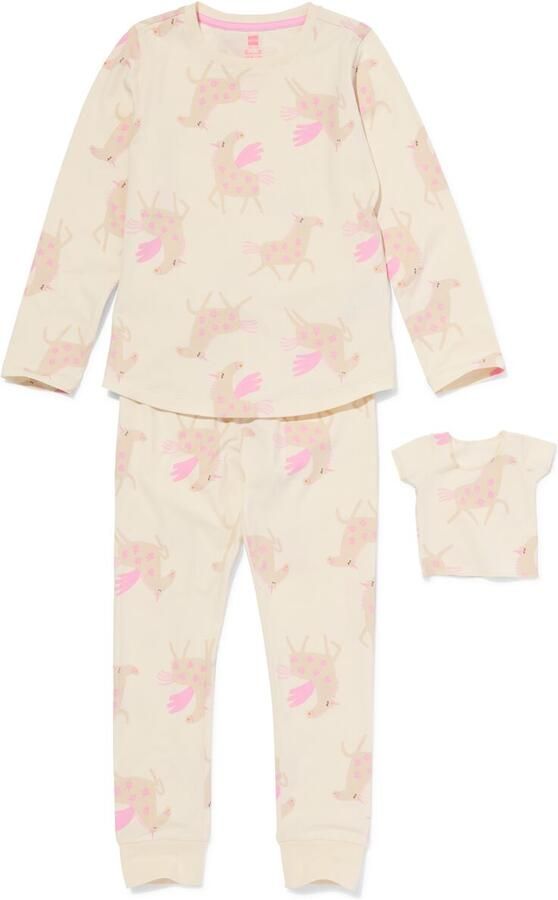 HEMA Kinderpyjama Met Poppenpyjama Eenhoorn Gebroken Wit (gebroken wit) - Foto 2