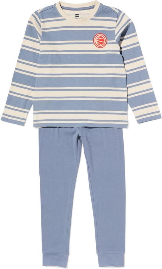 HEMA Kinderpyjama Rib Strepen Blauw (blauw) - Foto 2