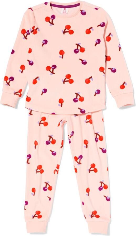 HEMA Kinderpyjama Velours Kers Roze (roze)
