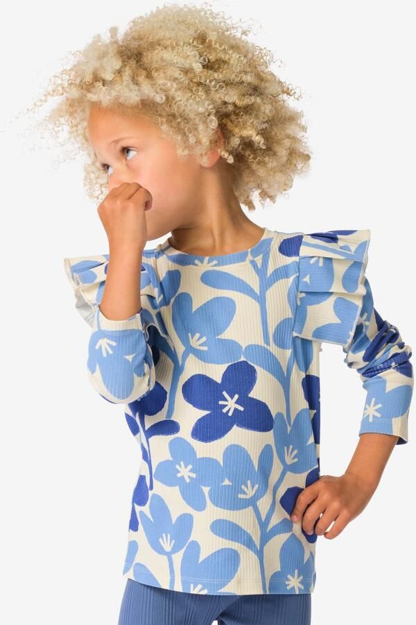 HEMA Kindershirt Bloemen Blauw (blauw) - Foto 2