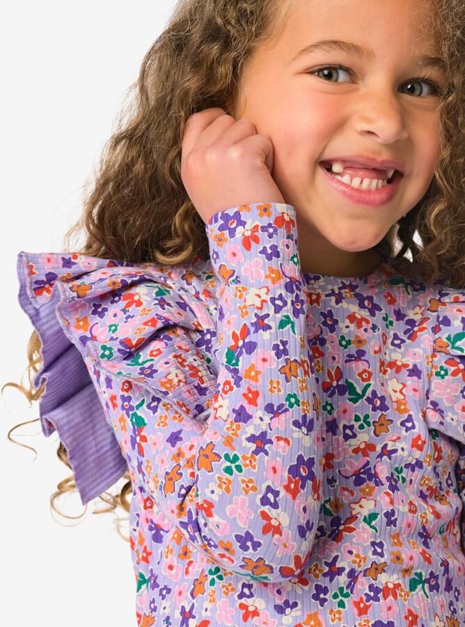HEMA Kindershirt Bloemen Lavendel (lavendel)