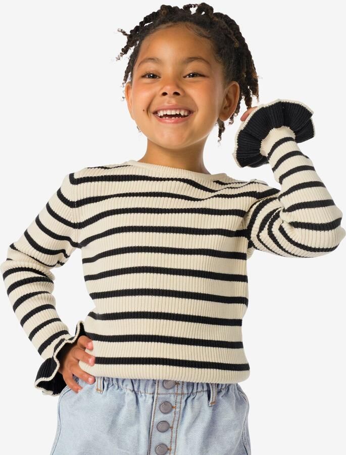 HEMA Kindertrui Rib Strepen Ecru (ecru) - Foto 2