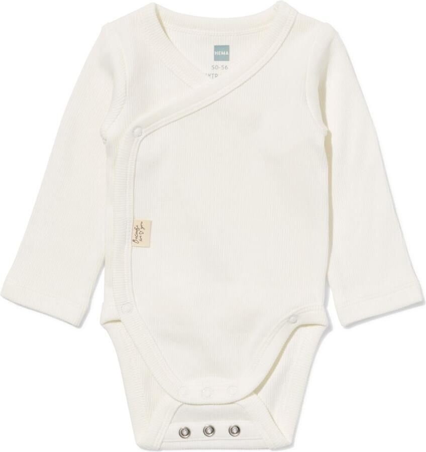 HEMA Newborn Meegroei Overslagromper LENZING™ ECOVERO™ Rib Wit (wit) - Foto 2
