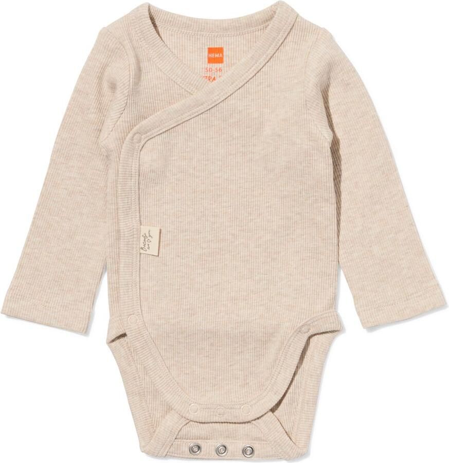 HEMA Newborn Meegroei Overslagromper LENZING™ ECOVERO™ Rib Zand (zand) - Foto 2