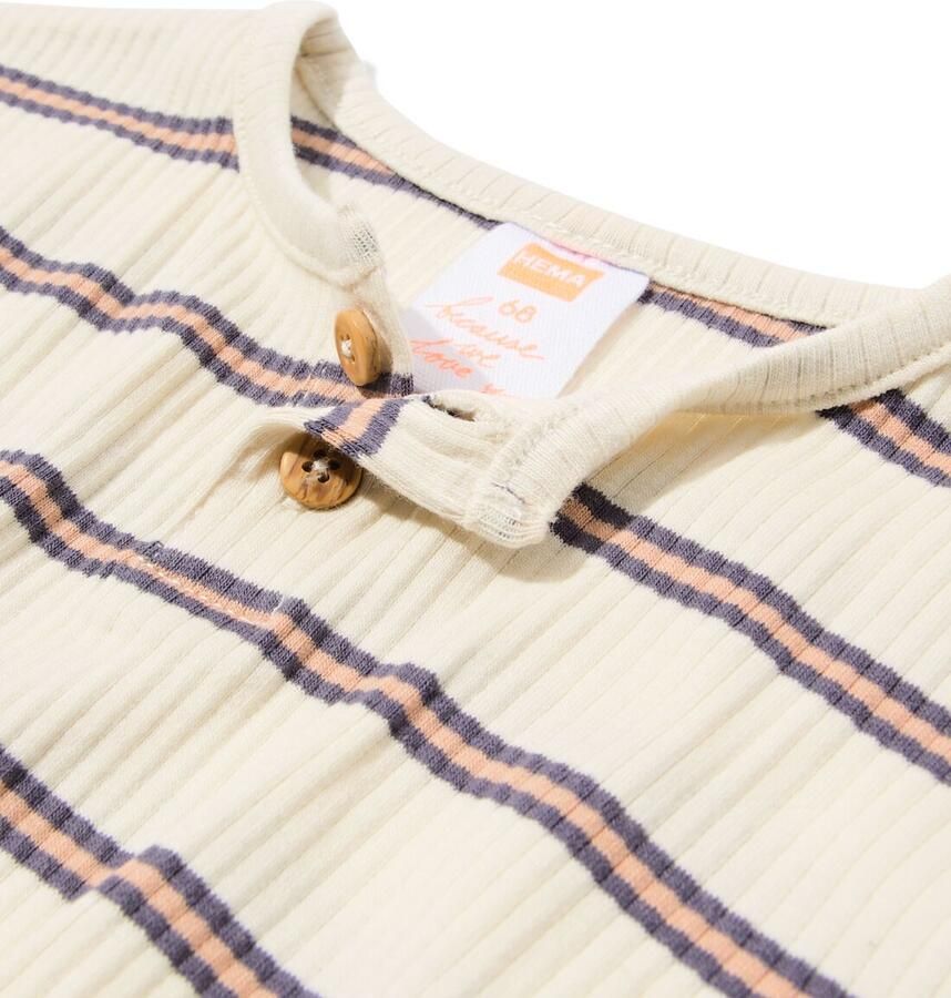 HEMA Newborn Shirt Rib Strepen Ecru (ecru)