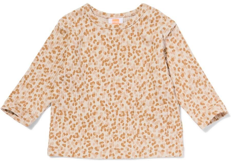 HEMA Newborn T-shirt Rib Luipaard Ecru (ecru) - Foto 2