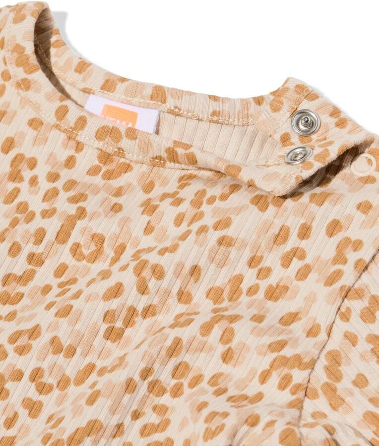 HEMA Newborn T-shirt Rib Luipaard Ecru (ecru)