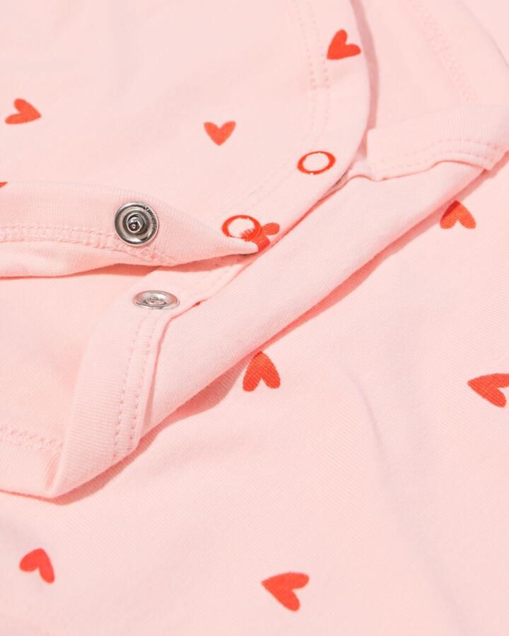 HEMA Rompers Katoen Met Stretch Hartjes 3 Stuks Roze (roze) - Foto 2
