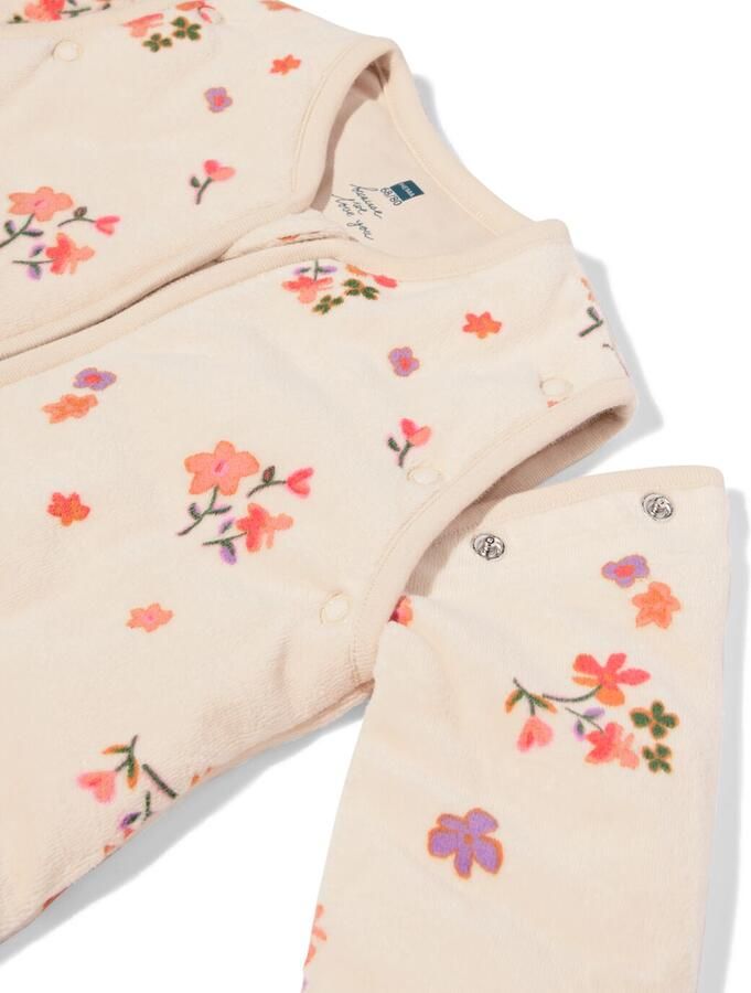 HEMA Slaapzak Met Afneembare Mouwen Velvet 3.0tog Bloemen Beige (beige)