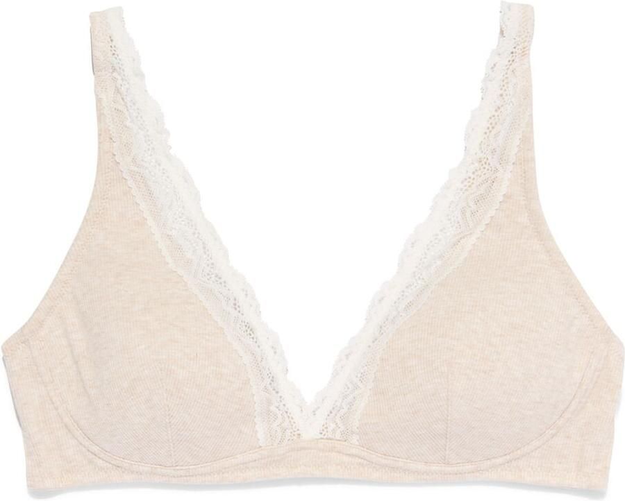 HEMA Bralette Katoen Met Kant Naturel (naturel)