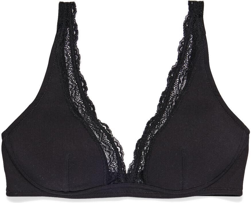 HEMA Bralette Katoen Met Kant Zwart (zwart)