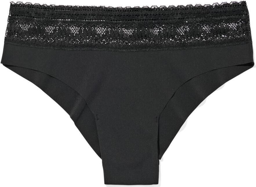 HEMA Dames Brazilian Micro Met Kanten Tailleband Zwart (zwart)