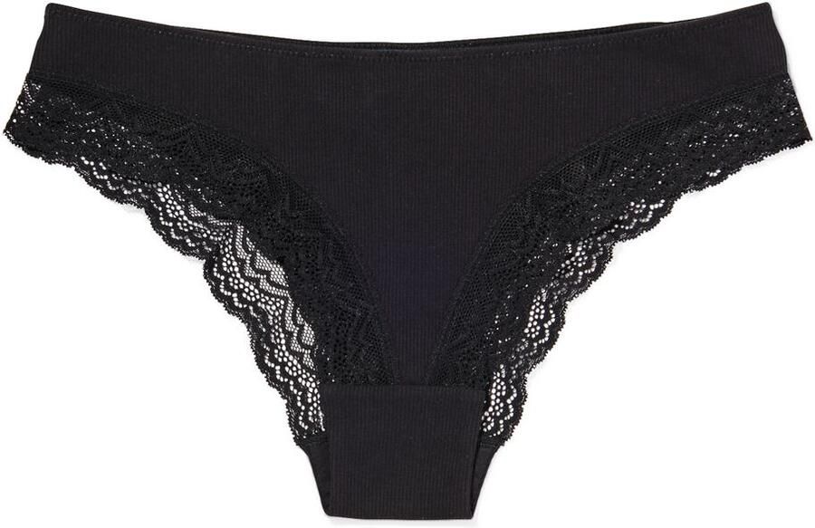 HEMA Dames Brazilian Rib Met Kant Zwart (zwart)
