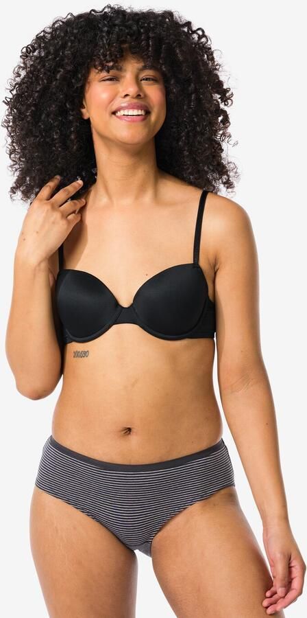 HEMA Dameshipster Katoen 2 Stuks Zwart wit (zwart wit)