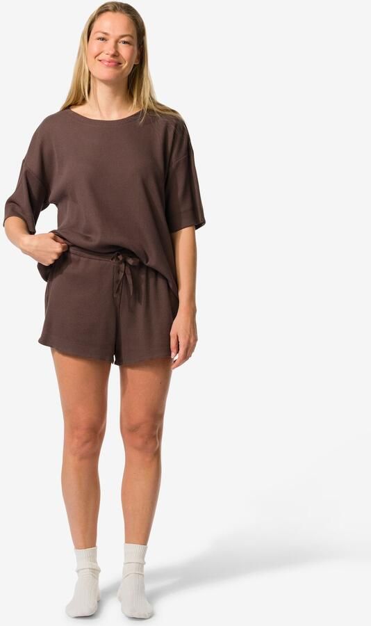 140 Dames Lounge Korte Broek Wafel Bruin (bruin) - Foto 2